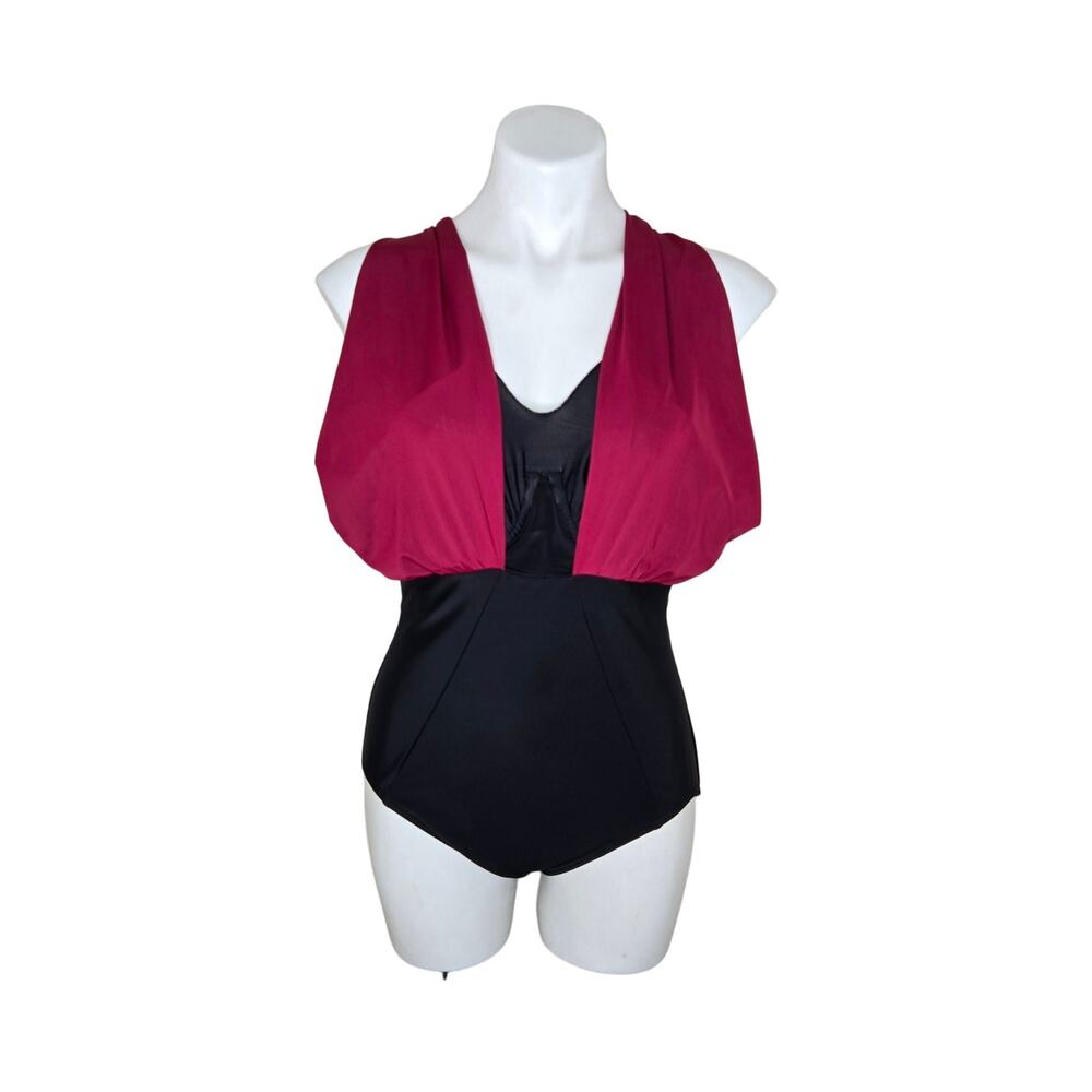 MIRACLESUIT Women's Colorblock Draped One Piece Swimsuit Size 6